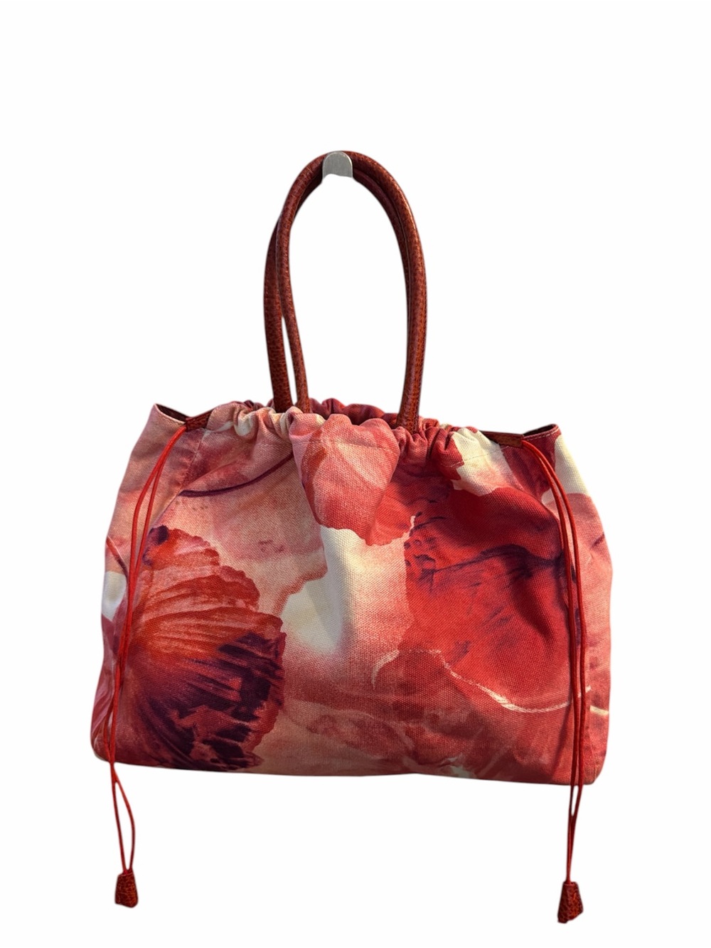 Furla Red Floral Drawstring Tote